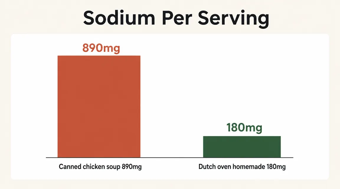 Chart showing sodium content comparison between canned soup and homemade Dutch oven soup