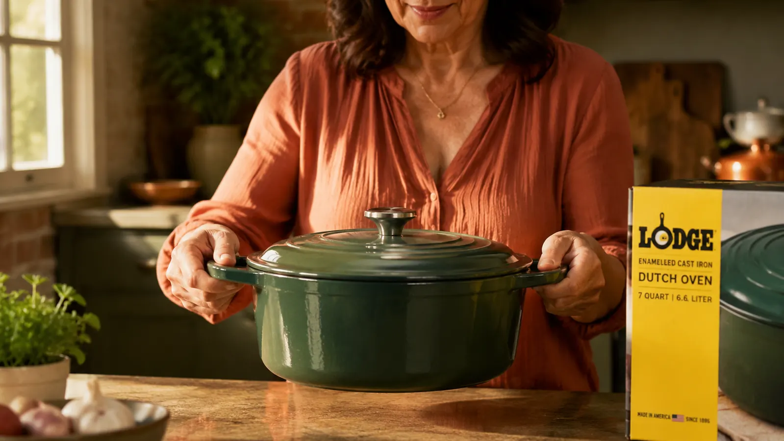A Dutch oven handle being gripped with both hands, illustrating a two-handed grip technique for heavy cookware