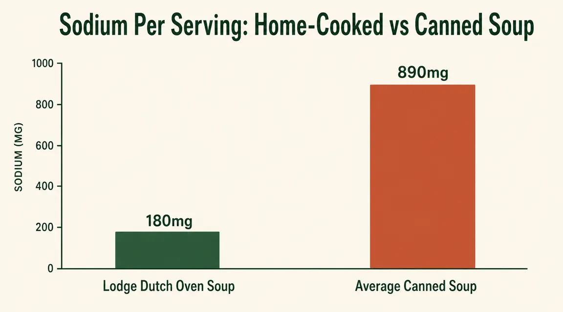 Chart showing sodium content comparison between home-cooked Dutch oven soup and canned soup options